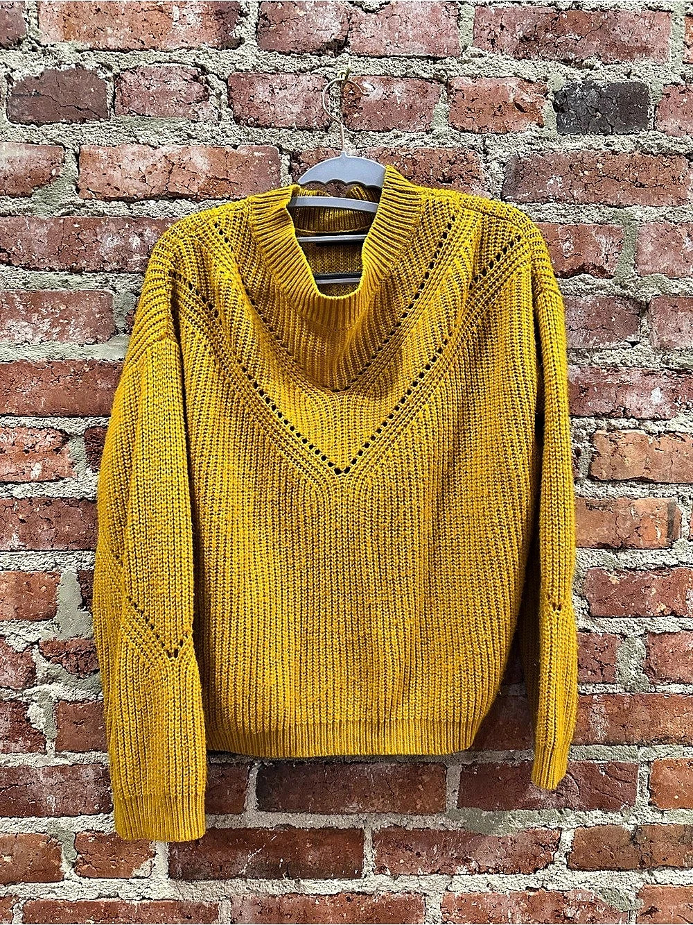 SHEIN Crew Neck Knit Sweater in Yellow Size Large